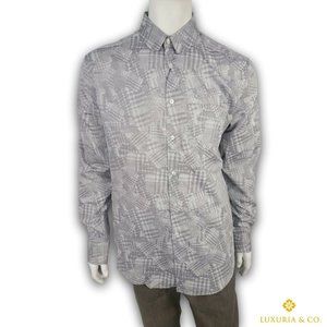 Louis Vuitton Men's Gray White Cotton Patchwork DNA Shirt